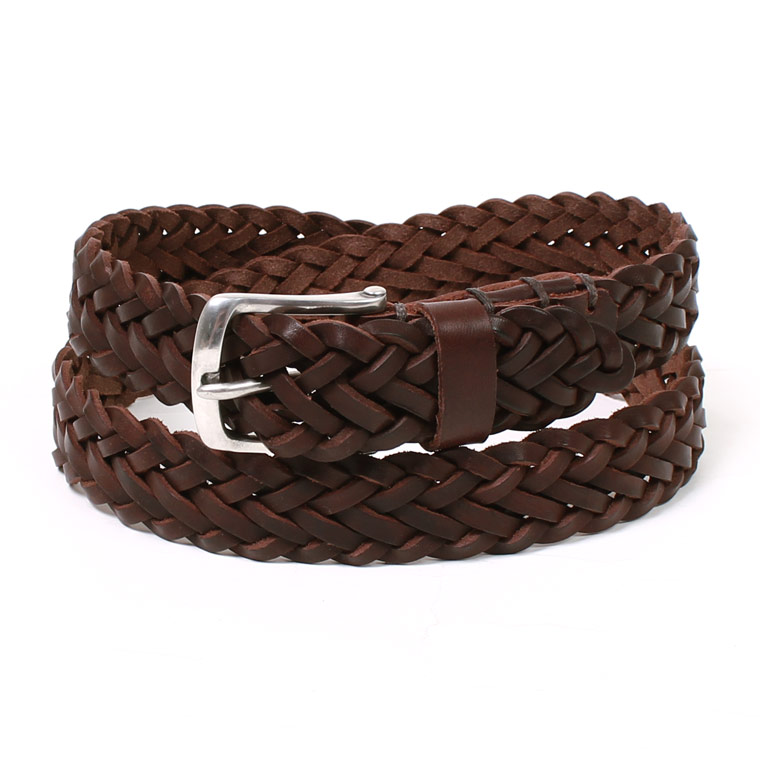 HALCYON BELT COMPANY (ハルシオンベルトカンパニー) 8PLAIT PEWTER BUCKLE - DK BROWN