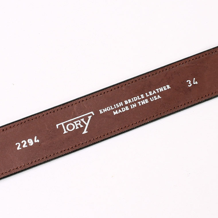 TORY LEATHER (トリーレザー)  1.25 INCH STITCHED BRIDLE LEATHER STAINLESS STEEL STIRRUP BUCKLE BELT - HAVANA