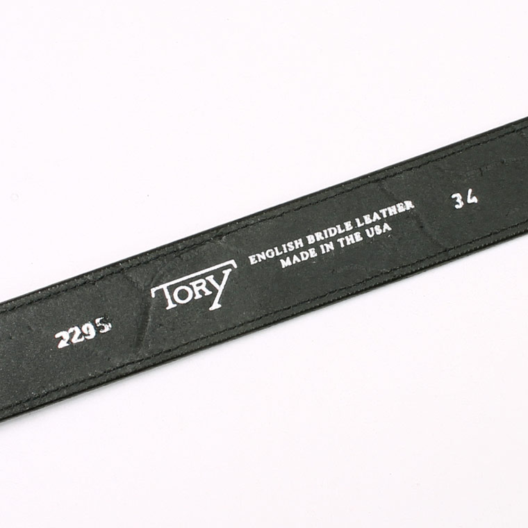 TORY LEATHER (トリーレザー)  1.25 INCH STITCHED BRIDLE LEATHER STAINLESS STEEL STIRRUP BUCKLE BELT - BLACK