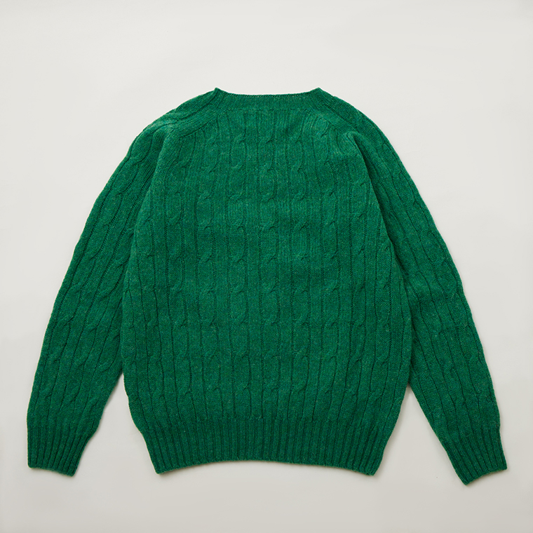 HARLEY OF SCOTLAND (ハーレーオブスコットランド)  ALLOVER CABLE CREW NECK SWEATER 100% PURE NEW WOOL - PIXIE