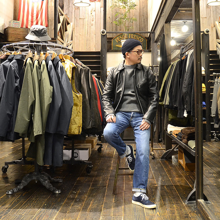VANSON (バンソン)  ENFIELD-SLIM FITTED SOFT COW LEATHER - BLACK
