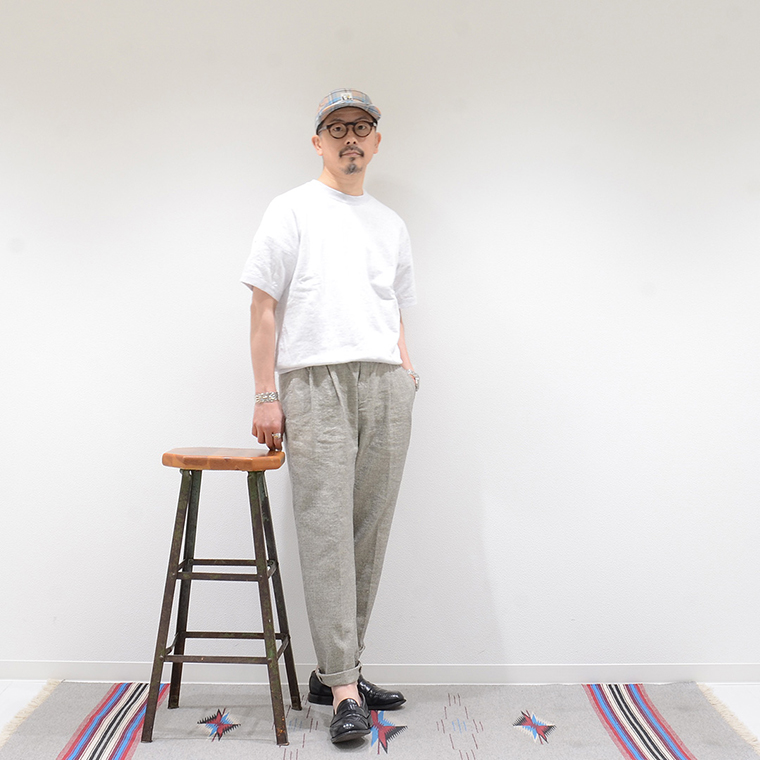 East Harbour Surplus (イーストハーバーサープラス) ESSEX 2 PLEAT PANT WASHED COTTON LINEN - NATURAL