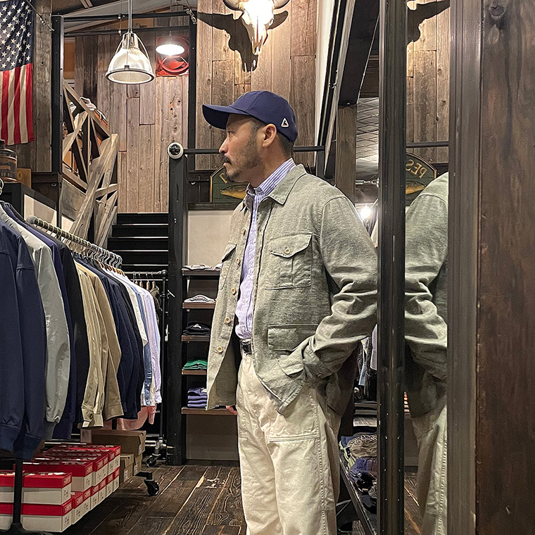 East Harbour Surplus (イーストハーバーサープラス) PEABODY SAHARIANA JACKET WASHED COTTON LINEN - NATURAL