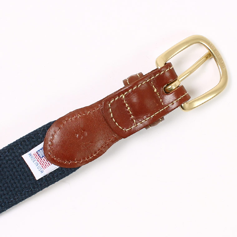 LEATHERMAN BELT (レザーマンベルト)  THE SILK TIE W/FE TABS STITCHED TAB WITH ROUNDED HARNESS BUCKLE/STANDARD TABS - CURRANT_PEARL&NAVY SILK