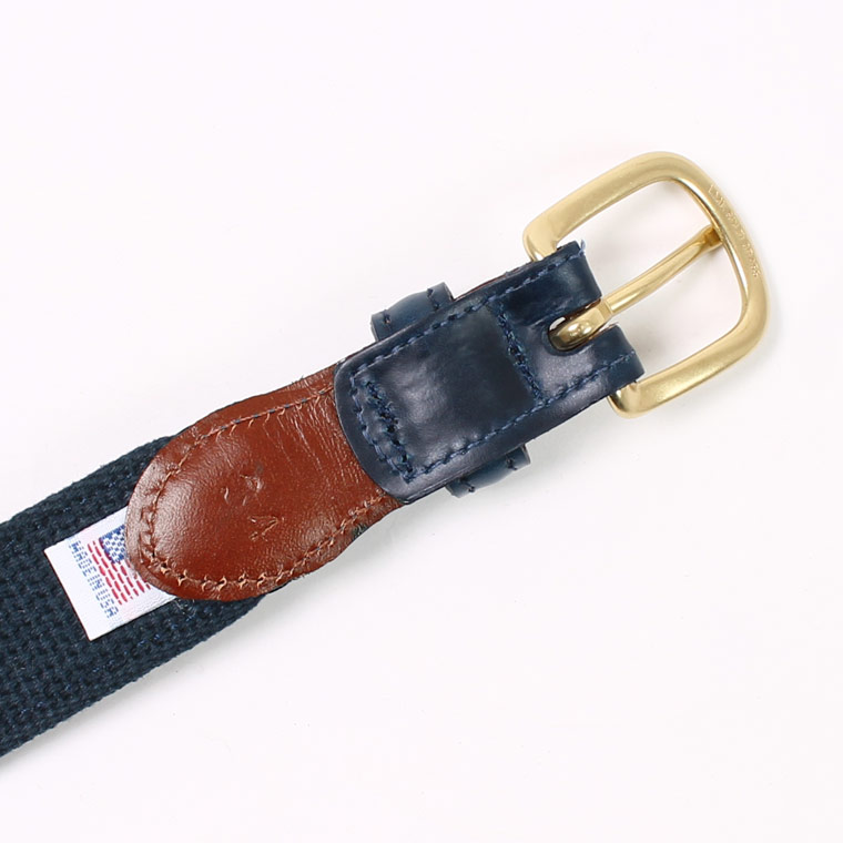 LEATHERMAN BELT (レザーマンベルト)  THE SILK TIE W/FE TABS STITCHED TAB WITH ROUNDED HARNESS BUCKLE/STANDARD TABS - NAVY&CARMINE SILK
