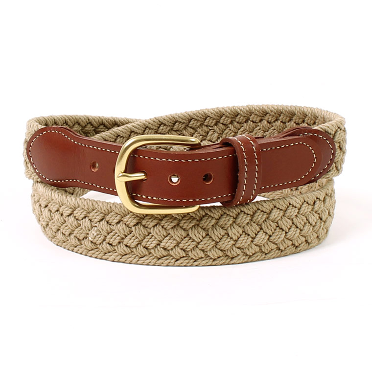 LEATHERMAN BELT (レザーマンベルト)  THE MACRAME W/STITICHED TABS STITICHED TAB WITH ROUNDED HATNESS BUCKLE - KHAKI