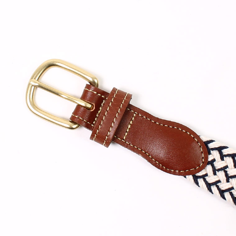 LEATHERMAN BELT (レザーマンベルト)  THE MACRAME W/STITICHED TABS STITICHED TAB WITH ROUNDED HATNESS BUCKLE - NEWPORT NAVY&NATURAL