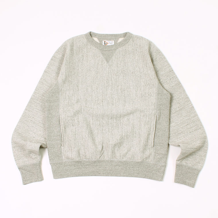 FELCO (フェルコ) 16oz TERRY CLASSIC FIT INVERSE WEAVE DOUBLE V GUSSET SET IN CREW SWEAT W/SLASH POCKET - TWISTED GREY