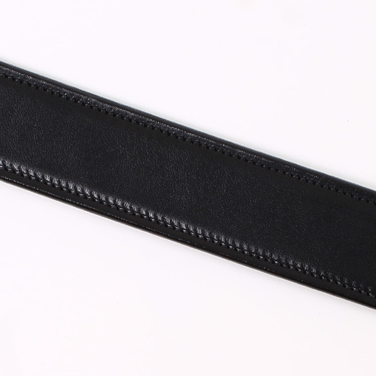 TORY LEATHER (トリーレザー)  1.25 INCH SINGLE STITCHED BRIDLE LEATHER BELT - BLACK_NICKEL