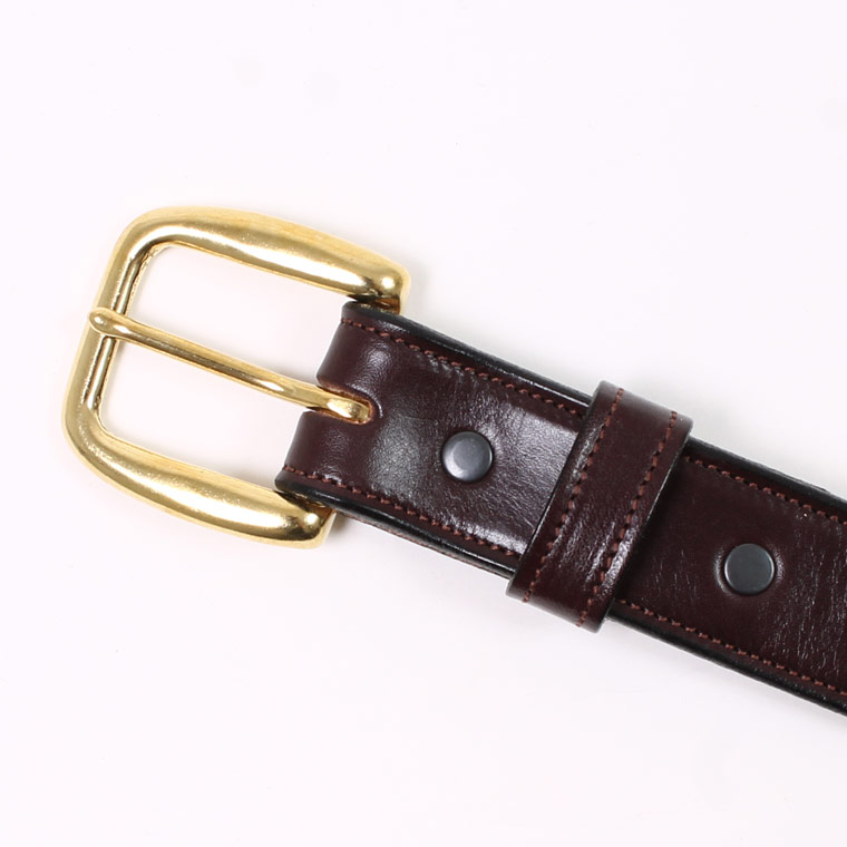 TORY LEATHER (トリーレザー)  1.25 INCH SINGLE STITCHED BRIDLE LEATHER BELT - HAVANA_BRASS