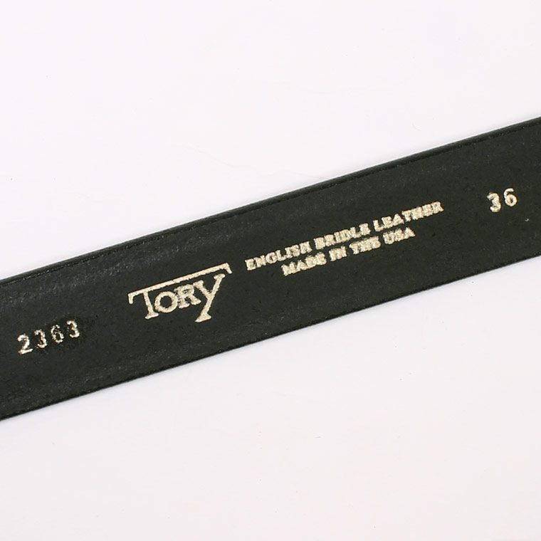 TORY LEATHER (トリーレザー)  1.25 INCH CREASED BELT W/ ROLLER BUCKLES - BLACK_NICKEL