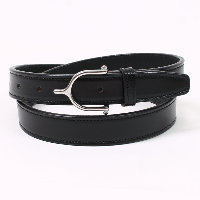 TORY LEATHER (トリーレザー)  1 INCH SPUR BUCKLE BELT - BLACK_STAINLESS STEEL