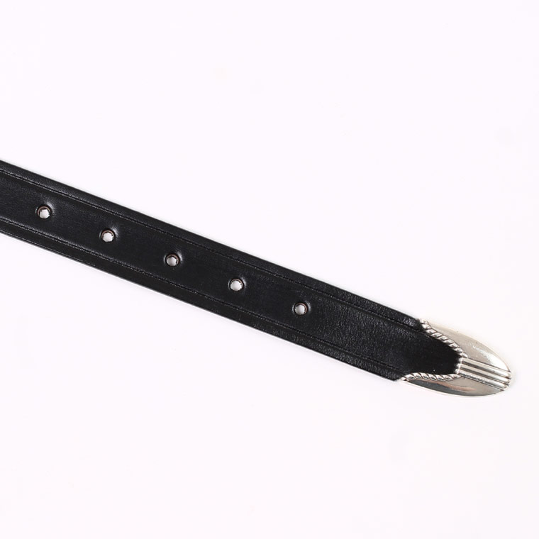 TORY LEATHER (トリーレザー)  1 INCH SNAFFLE BIT BELT WITH A 3 - PIECE SILVER BUCKLE SET - BLACK_SILVER