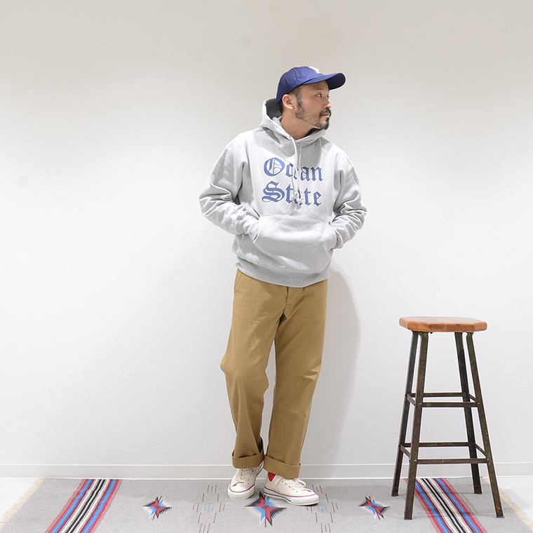 CALIFOLKS (カリフォークス)  CHAMPION REVERSE WEAVE HOODED PULLOVER SWEAT - OCEAN STATE_OXFORD