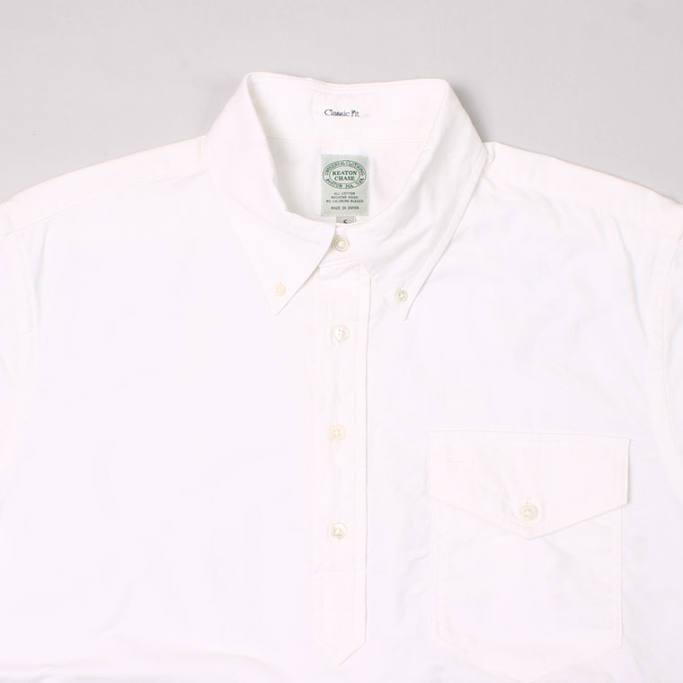 KEATON CHASE USA S/S CLASSIC FIT PULLOVER BD SHIRT PREMIUM OXFORD - WHITE