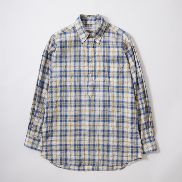 INDIVIDUALIZED SHIRTS (インディビジュアライズドシャツ) L/S BD PULLOVER CLASSIC FIT CHECK SHIRT - BLUE