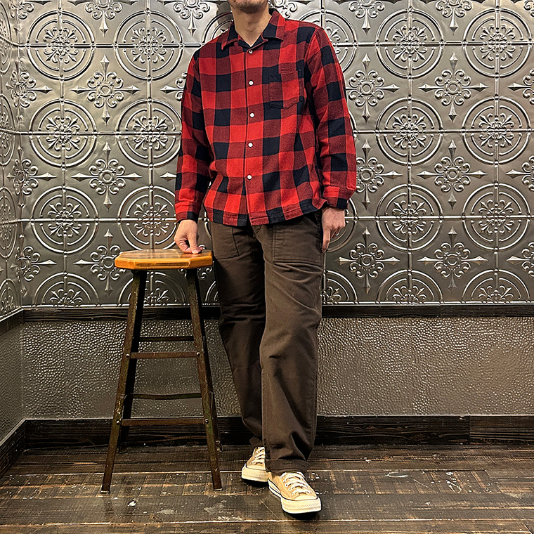 WORKERS (ワーカーズ) FLANNEL OPEN COLLAR SHIRT BUFFALO CHECK