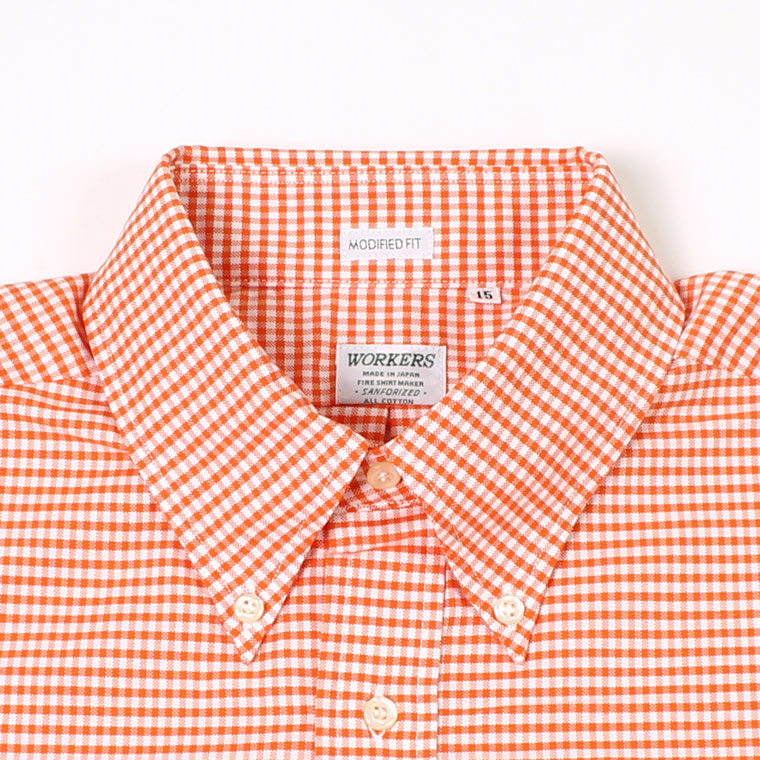 WORKERS (ワーカーズ)  MODIFIED BD SHIRT SUPIMA OX - ORANGE CHECK