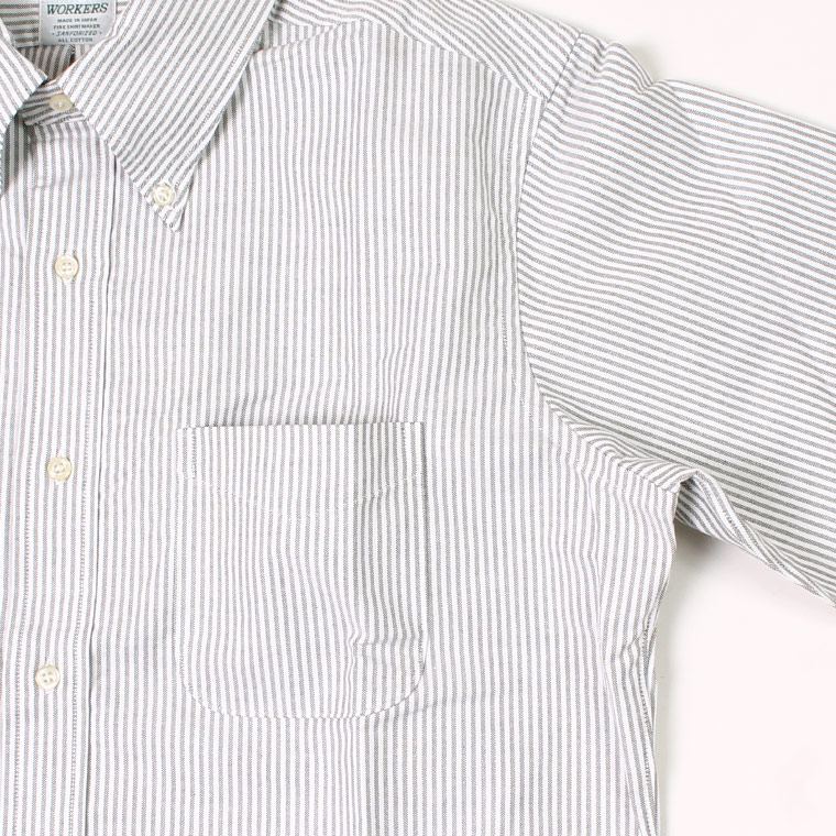 WORKERS (ワーカーズ)  MODIFIED BD SHIRT SUPIMA OX - BLACK STRIPE