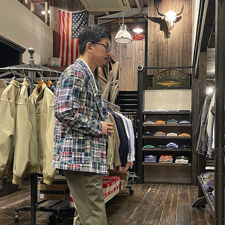 D.C.WHITE (ディーシーホワイト)  PATCHWORK MADRAS COMFORTABLE DOUBLE JACKET - NAVY