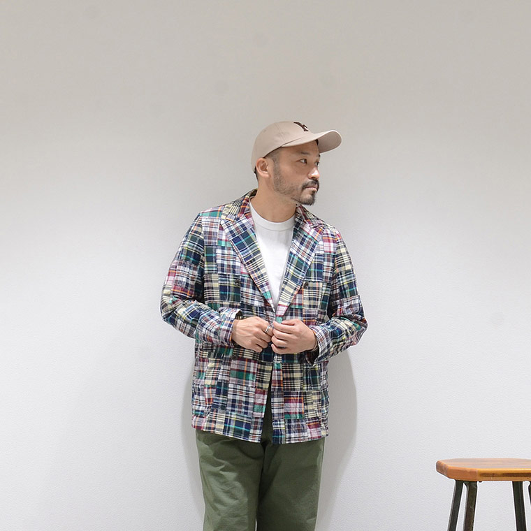 D.C.WHITE (ディーシーホワイト)  PATCHWORK MADRAS COMFORTABLE DOUBLE JACKET - NAVY