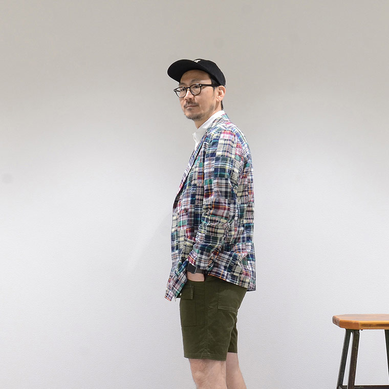 D.C. WHITE (ディーシーホワイト)  PATCHWORK MADRAS COMFORTABLE DOUBLE JACKET - NAVY