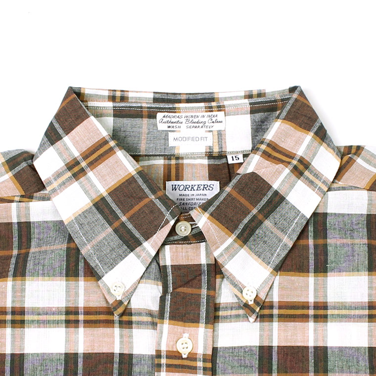 WORKERS (ワーカーズ)  S/S BD SHIRT - PALE MADRAS CHECK