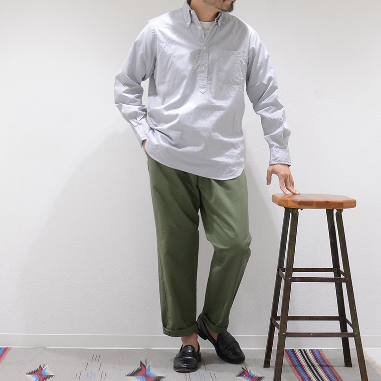 INDIVIDUALIZED SHIRT (インディビジュアライズドシャツ)  L/S BD PULLOVER CLASSIC FIT PINPOINT OXFORD SHIRT - GREY
