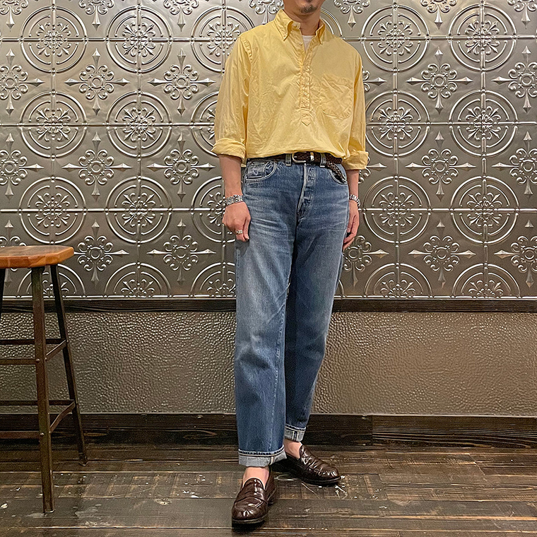 INDIVIDUALIZED SHIRT (インディビジュアライズドシャツ)  L/S BD PULLOVER CLASSIC FIT PINPOINT OXFORD SHIRT - YELLOW