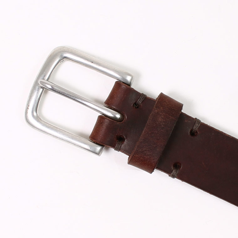 HALCYON BELT COMPANY (ハルシオンベルトカンパニー)  30mm OILED LEATHER BELT PEWTER WEST END BUCKLE - DK BROWN