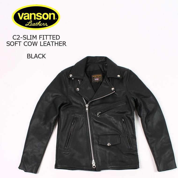 VANSON (バンソン) C2-SLIM FITTED SOFT COW LEATHER ダブル