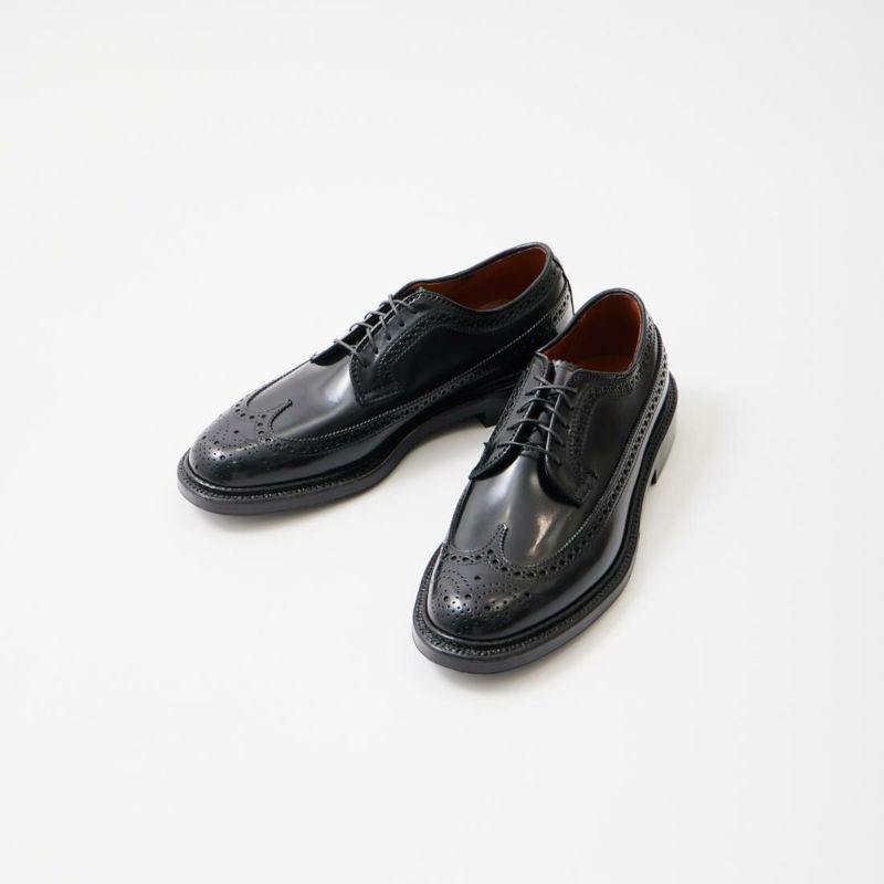 Alden44669Cブラック シェルコードバンWing Tip Boot