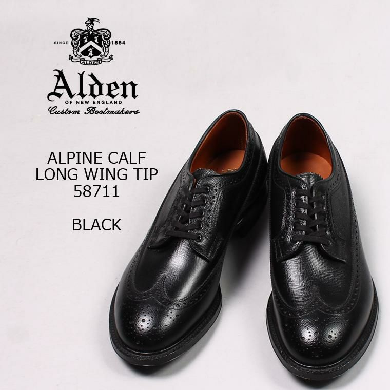 ALDEN (オールデン) ALPINE CALF LONG WING TIP - BLACK 