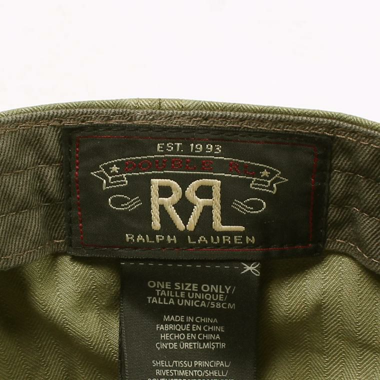 RRL(ﾀﾞﾌﾞﾙｱｰﾙｴﾙ)で定番モデルとなっているトラッカーキャップのタグ