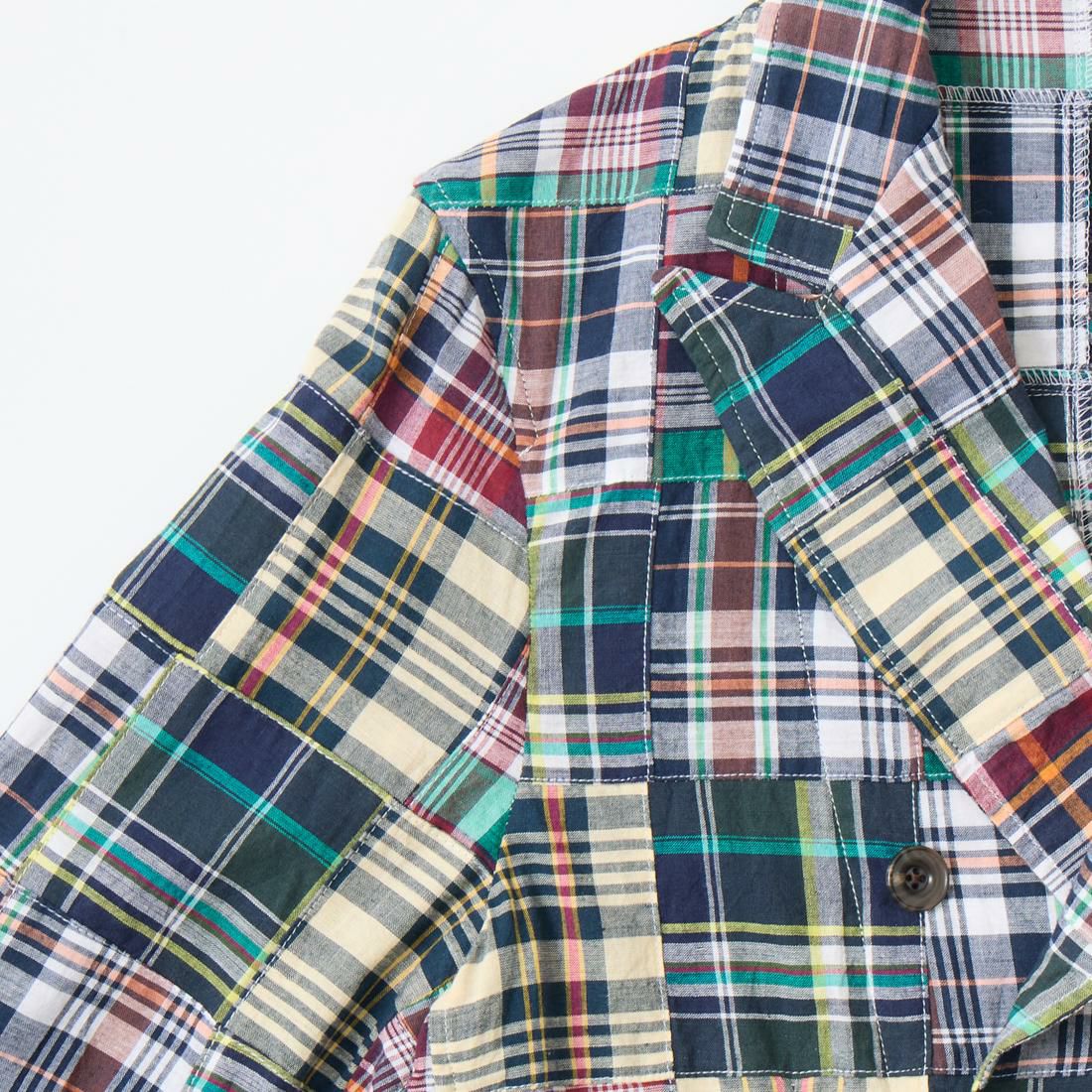 マドラスクロスを使用したパッチワークのダブルジャケット D.C.WHITE