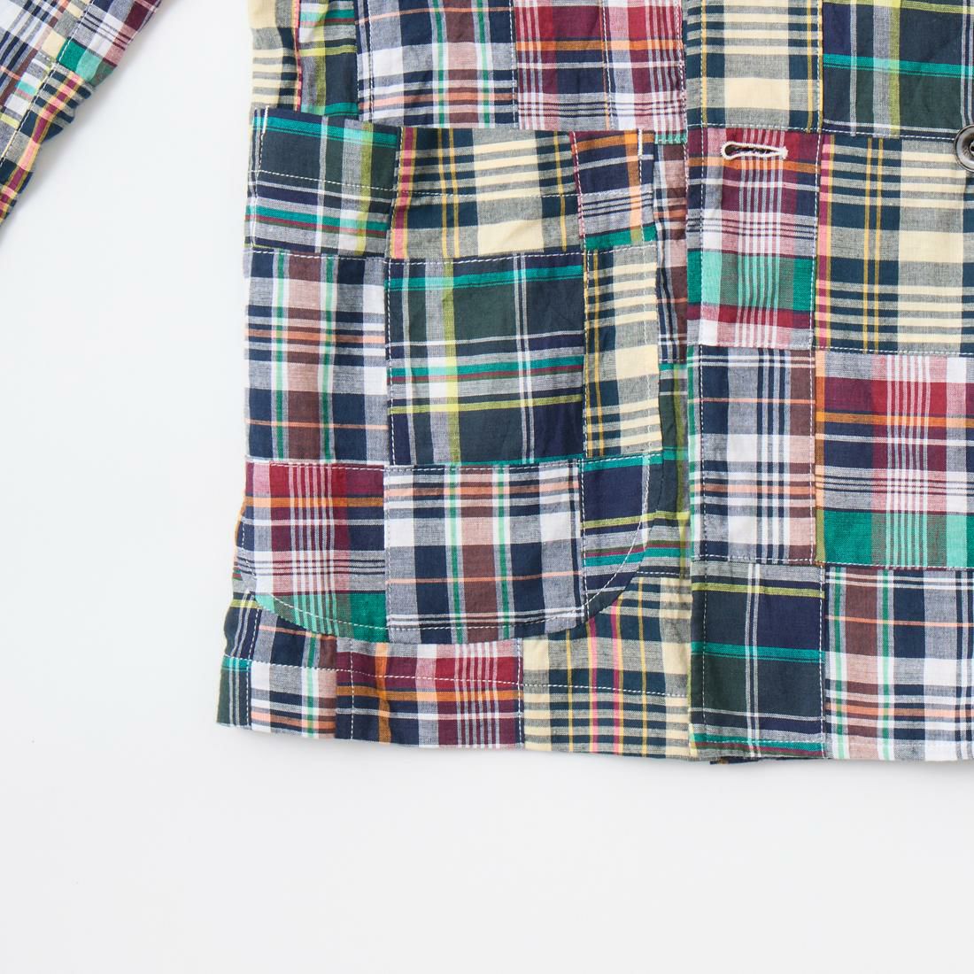 マドラスクロスを使用したパッチワークのダブルジャケット D.C.WHITE