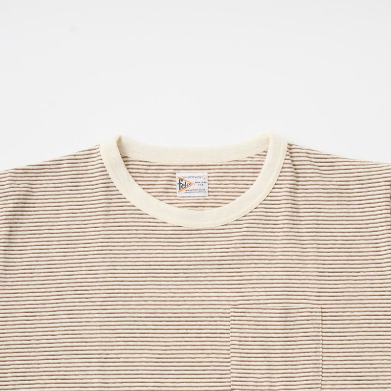 FELCO フェルコ,リンガーネック ナローストライプ ポケットTシャツ 日本製  アメカジ メンズファッション,通販 通信販売