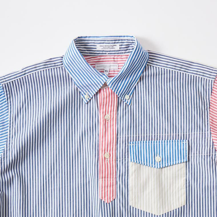 ENGINEERED GARMENTS (エンジニアドガーメンツ) OR012 POPOVER BD SHIRT CANDY STRIPE  BROADCLOTH 通販