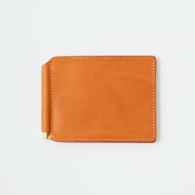 CIMABUE オレンジ レザー マネークリップ フレンチカーフマネークリップ 二つ折り札ばさみ