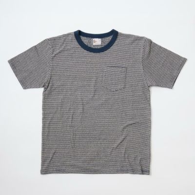 【セール】FELCO (フェルコ) S/S CREW POCKET TEE ORGANIC FOGGY MINI STRIPE - 147NAVY-WHITE STRIPE