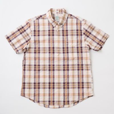 【セール】KEATON CHASE USA (キートンチェイスUSA) S/S CLASSIC FIT PULLOVER BD SHIRT MADRAS SEERSUCKER - NATURAL